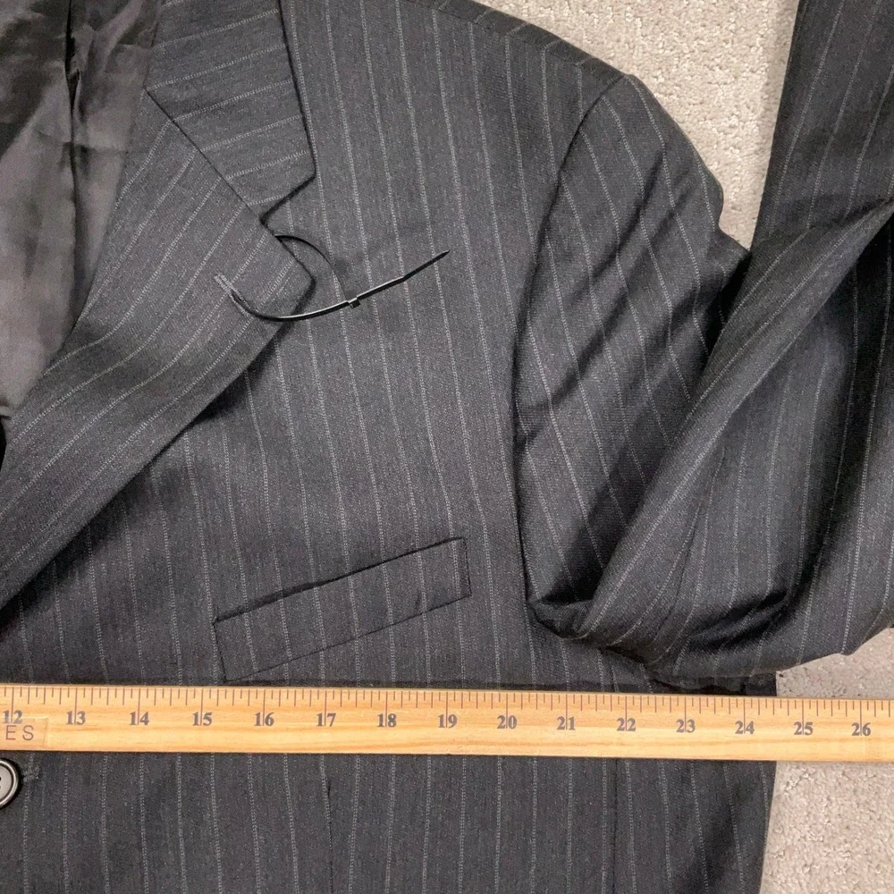 Ralph Lauren Suit Mens 46R Charcoal Pinstripe Corporate Ivy League 3-Button Wool
